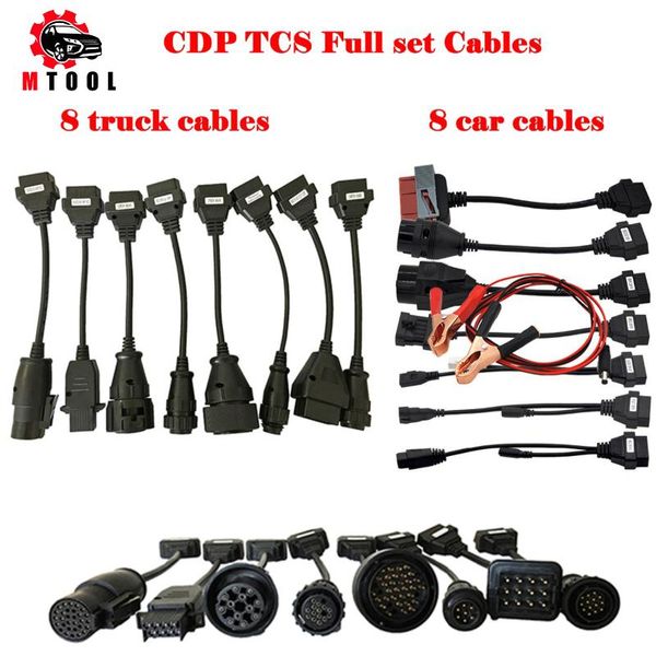 

full set 8 truck cables car obd2 diagnostic tool obdii obd 2 connect cable for vd tcs cdp pro plus interface scanner tools