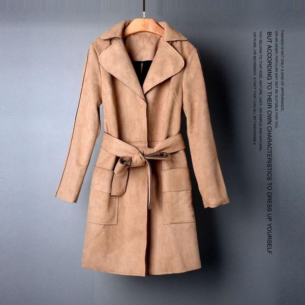 women's trench coats suede coat for women 2021 autumn winter adjustable waist khaki long overcoat keep warm windbreaker outerwe, Tan;black
women's trench coats suede coat for women 2021 autumn winter adjustable waist khaki long overcoat keep warm windbreaker outerwe, Tan;black