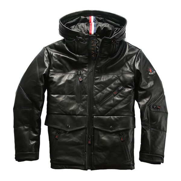men's leather & faux av-b01 big european size quality super warm genuine sheep skin duck down jacket mens coat, Black
men's leather & faux av-b01 big european size quality super warm genuine sheep skin duck down jacket mens coat, Black