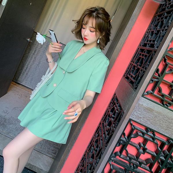 women's tracksuits awarose lady suit office short sleeve blazer high waist folds wide leg shorts solid color two piece loose women work, Gray
women's tracksuits awarose lady suit office short sleeve blazer high waist folds wide leg shorts solid color two piece loose women work, Gray