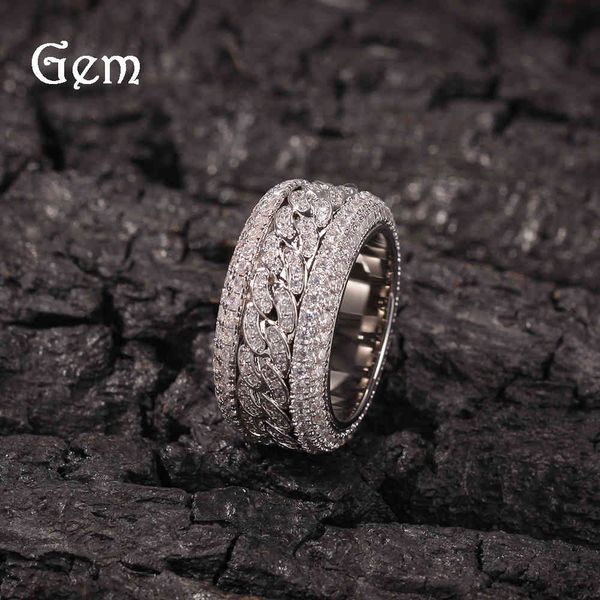 ring hip hop micro inlaid zircon rotatable cuban real gold electroplating fashion high-end trendsetter, Silver
ring hip hop micro inlaid zircon rotatable cuban real gold electroplating fashion high-end trendsetter, Silver