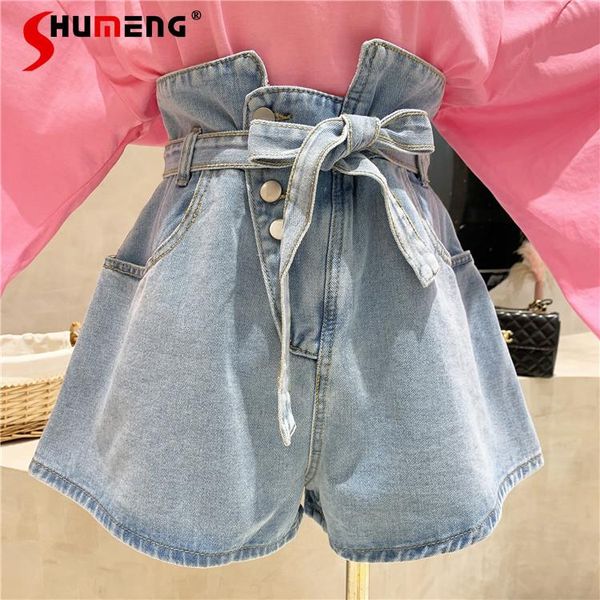 women's jeans 2021 summer sweet belt bow high waist wide leg shorts fashion all-match casual a- line for ladies, Blue
women's jeans 2021 summer sweet belt bow high waist wide leg shorts fashion all-match casual a- line for ladies, Blue