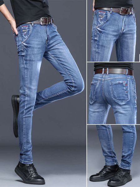 men's jeans thin in spring and summer casual slim fit small leg versatile elastic pants dw3e, Blue
men's jeans thin in spring and summer casual slim fit small leg versatile elastic pants dw3e, Blue
