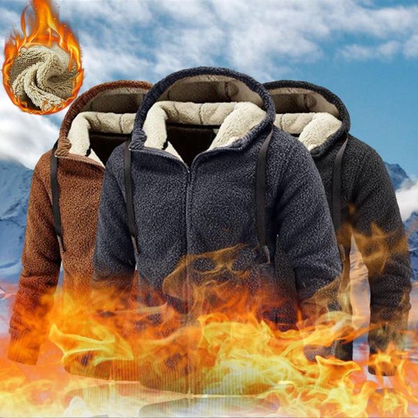 men's jackets pure color lambswool zipper hooded coat winter fleece casual jacket lamb velvet with pockets, Black;brown
men's jackets pure color lambswool zipper hooded coat winter fleece casual jacket lamb velvet with pockets, Black;brown