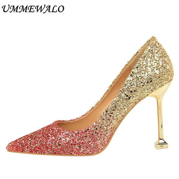 high heels shoes women sequined cloth gradient pumps super pointed toe ladies arrival dress, Black
high heels shoes women sequined cloth gradient pumps super pointed toe ladies arrival dress, Black