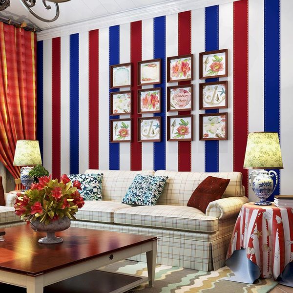 wallpapers european wallpaper retro bedroom children's room wall sticker red blue vertical stripes british style 0.53 m * 10m
wallpapers european wallpaper retro bedroom children's room wall sticker red blue vertical stripes british style 0.53 m * 10m