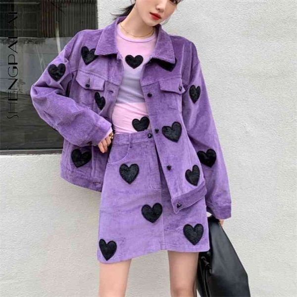sweet purple corduroy love pattern long sleeve coat + high waist mini skirt two piece sets for women in spring 5a1364 210427, White
sweet purple corduroy love pattern long sleeve coat + high waist mini skirt two piece sets for women in spring 5a1364 210427, White