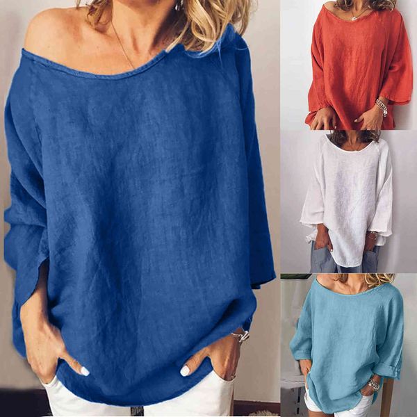 fashion cotton linen blouse shirt loose o-neck tee casual autumn winter ladies female women long sleeve blusas pullover x0521, White
fashion cotton linen blouse shirt loose o-neck tee casual autumn winter ladies female women long sleeve blusas pullover x0521, White