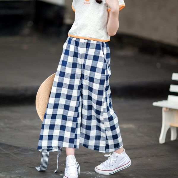 yourseason 2021 girl retro plaid casual wide leg trousers thin summer girls kids loose elastic high waist pants 4 to 16 years, Blue
yourseason 2021 girl retro plaid casual wide leg trousers thin summer girls kids loose elastic high waist pants 4 to 16 years, Blue