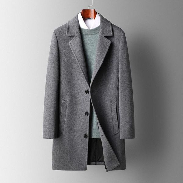 men's wool & blends 2021 long men winter jacket simple style gray color trench coat, Black
men's wool & blends 2021 long men winter jacket simple style gray color trench coat, Black
