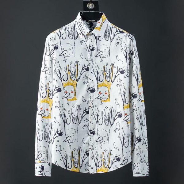 brand men 100% cotton shirt long sleeve mens slim fit dress male abstract style printed casual shirts men's, White;black
brand men 100% cotton shirt long sleeve mens slim fit dress male abstract style printed casual shirts men's, White;black