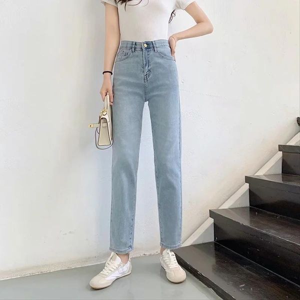women's jeans and american chic basic loose straight fall / winter 2021 retro high waist elastic skinny pants, Blue
women's jeans and american chic basic loose straight fall / winter 2021 retro high waist elastic skinny pants, Blue