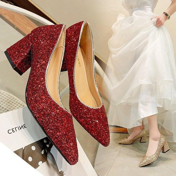 dress shoes 2021 summer pointed high-heeled sequin women's single thick heel party wedding evening large size 42, Black
dress shoes 2021 summer pointed high-heeled sequin women's single thick heel party wedding evening large size 42, Black