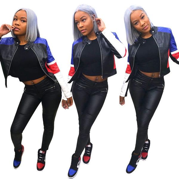 women's leather & faux haoohu 2021 winter jackets fashion street trends patchwork long sleeve zipper slim coats and, Black
women's leather & faux haoohu 2021 winter jackets fashion street trends patchwork long sleeve zipper slim coats and, Black