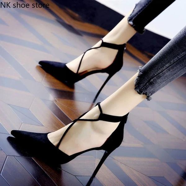 women's sandals spring and summer fresh french girl high heels black suede stiletto pointed toe strap hollow shoes
women's sandals spring and summer fresh french girl high heels black suede stiletto pointed toe strap hollow shoes