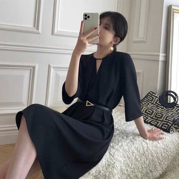 net red 2021 summer long skirt v-neck short sleeve french slim a-line hepburn little black drs, Black;gray
net red 2021 summer long skirt v-neck short sleeve french slim a-line hepburn little black drs, Black;gray
