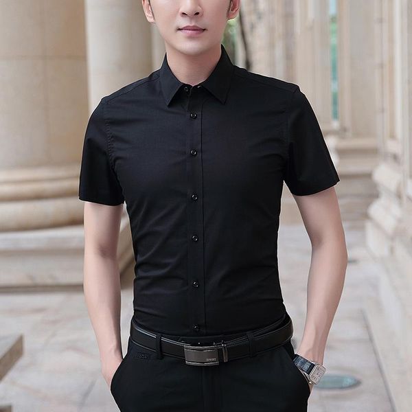 men's casual shirts men 2021 summer shirt solid color slim fit lapel short sleeve business male clothes large size, White;black
men's casual shirts men 2021 summer shirt solid color slim fit lapel short sleeve business male clothes large size, White;black