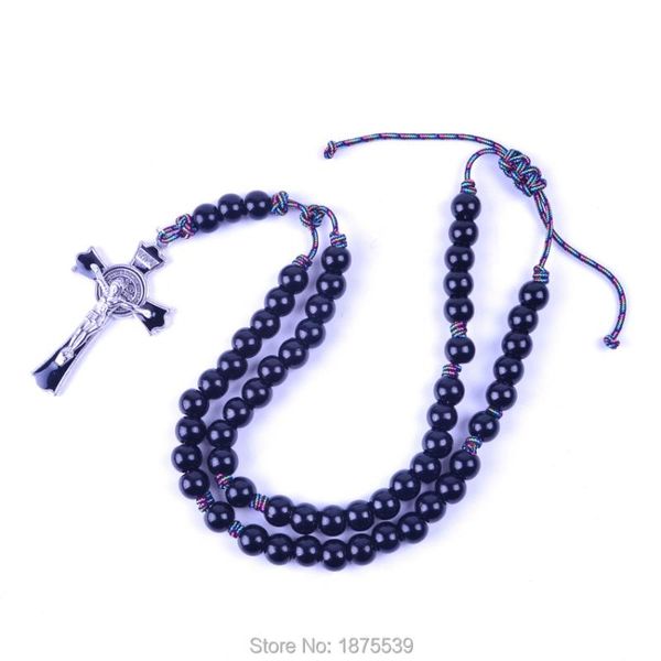pendant necklaces special rope rosary alloy st benedict crucifix black round plastic beads necklace, Silver
pendant necklaces special rope rosary alloy st benedict crucifix black round plastic beads necklace, Silver