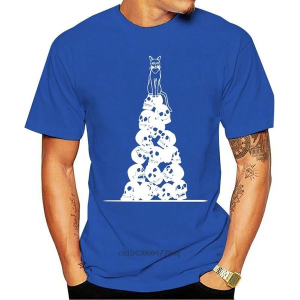 men's t-shirts leisure o-neck t-shirt witchs hat - screen print of skulls and black cat on men, White;black
men's t-shirts leisure o-neck t-shirt witchs hat - screen print of skulls and black cat on men, White;black