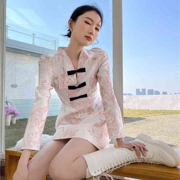 casual dresses jacquard pink vintage women 2021 long sleeve tunic v neck laides a line mini cheongsam designer clothes hdjq, Black;gray
casual dresses jacquard pink vintage women 2021 long sleeve tunic v neck laides a line mini cheongsam designer clothes hdjq, Black;gray