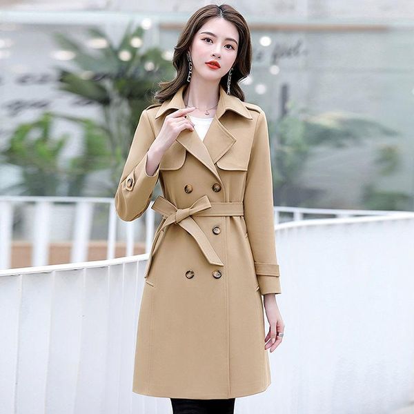 women's trench coats spring autumn coat double breasted women lapel mid-long windbreakers good quality fashion elegant female femminos, Tan;black
women's trench coats spring autumn coat double breasted women lapel mid-long windbreakers good quality fashion elegant female femminos, Tan;black