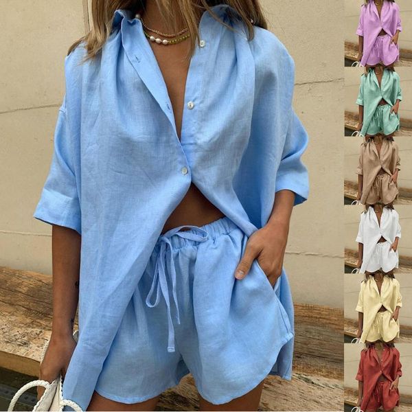 women's tracksuits kalenmos short sets pure color single-breasted sleeve shirt lace shorts loose fashion vacation casual set, Gray
women's tracksuits kalenmos short sets pure color single-breasted sleeve shirt lace shorts loose fashion vacation casual set, Gray