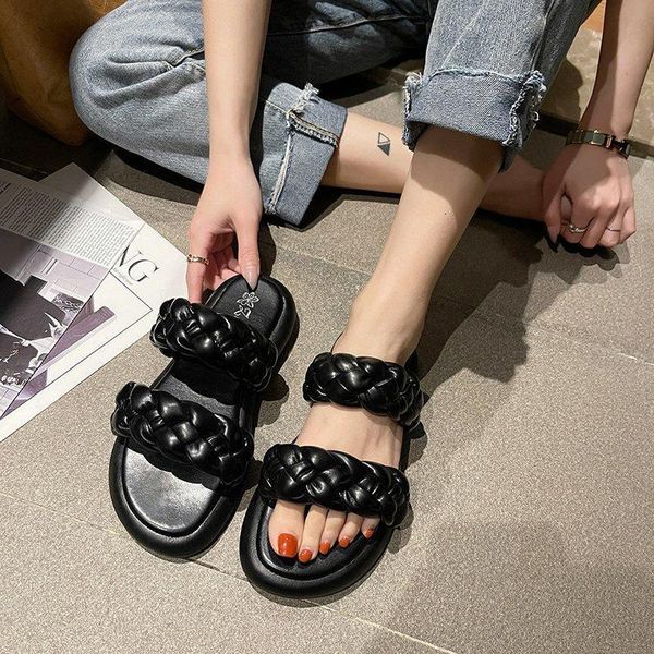 slippers woman outside beach flat designer shoes summer sandals thick bottom fashion weave women slides big size slip on 51xd, Black
slippers woman outside beach flat designer shoes summer sandals thick bottom fashion weave women slides big size slip on 51xd, Black