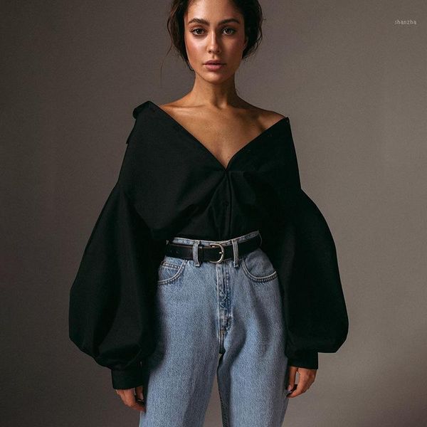 women's blouses & shirts autumn women blouses lantern sleeves lapel streetwear fashion casual wild loose slim button simple solid shirt, White
women's blouses & shirts autumn women blouses lantern sleeves lapel streetwear fashion casual wild loose slim button simple solid shirt, White