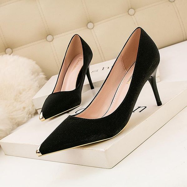 dress shoes fashion concise high heels pointed stiletto silk shallow comfortable womens work pumps, Black
dress shoes fashion concise high heels pointed stiletto silk shallow comfortable womens work pumps, Black