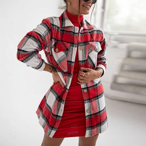 women's blouses & shirts autumn spring long plaid women casual sleeve pocket button up blouse turndown collar vintage clothes hwjm, White
women's blouses & shirts autumn spring long plaid women casual sleeve pocket button up blouse turndown collar vintage clothes hwjm, White