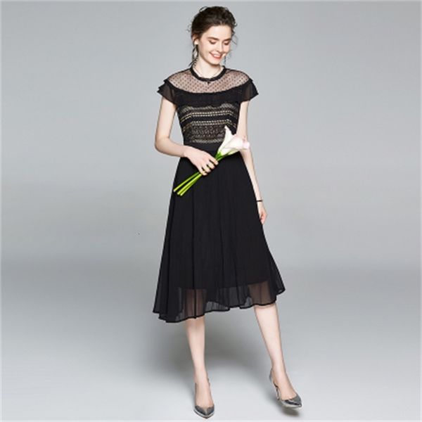 casual dresses women's solid hollow mesh lace long summer dot short sleeve pleated rawm, Black;gray
casual dresses women's solid hollow mesh lace long summer dot short sleeve pleated rawm, Black;gray