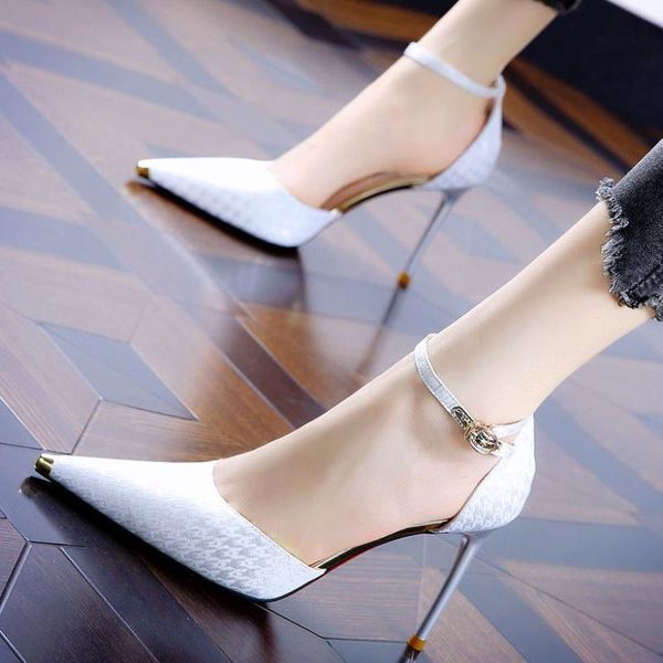 sandals shoes women single 's spring small fresh high heels pointed button silver femme zapatos mujer, Black
sandals shoes women single 's spring small fresh high heels pointed button silver femme zapatos mujer, Black