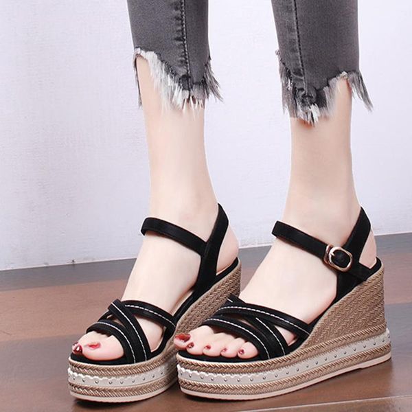 sandals bohemian style high heels wedges for women cross strap platform rome shoes woman rivet beach sandalias mujer 2021, Black
sandals bohemian style high heels wedges for women cross strap platform rome shoes woman rivet beach sandalias mujer 2021, Black