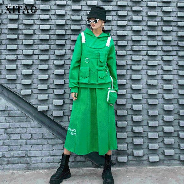 women's tracksuits xitao two piece set pleated full sleeve pocket loose elastic waist 2021 autumn solid color minority casual style zp2, Gray
women's tracksuits xitao two piece set pleated full sleeve pocket loose elastic waist 2021 autumn solid color minority casual style zp2, Gray