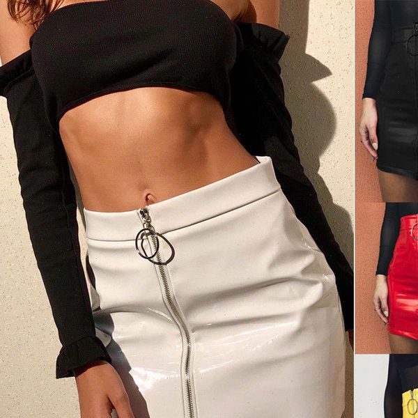 us women skirts high waist circle zipper shiny pu leather mini short pencil skirt drop, Black
us women skirts high waist circle zipper shiny pu leather mini short pencil skirt drop, Black