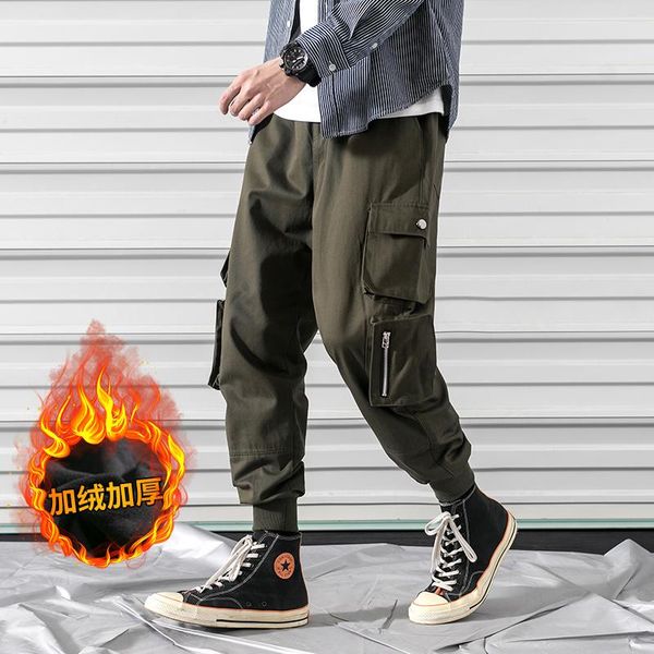 men's pants plush overalls men fashion solid color casual multi-pocket tooling trousers man streetwear hip-hop loose joggers sweatpants, Black
men's pants plush overalls men fashion solid color casual multi-pocket tooling trousers man streetwear hip-hop loose joggers sweatpants, Black