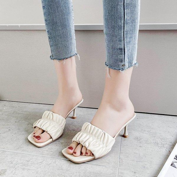 high-heels slippers women's outside 2021 summer shallow open toe fashion white fairy style korean stiletto, Black
high-heels slippers women's outside 2021 summer shallow open toe fashion white fairy style korean stiletto, Black