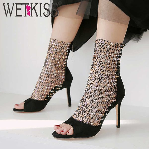 wetkiss summer boots mesh women crystal high heels boots peep toe shoes female flock ankle zip shoes plus size 32-45 210630, Black
wetkiss summer boots mesh women crystal high heels boots peep toe shoes female flock ankle zip shoes plus size 32-45 210630, Black