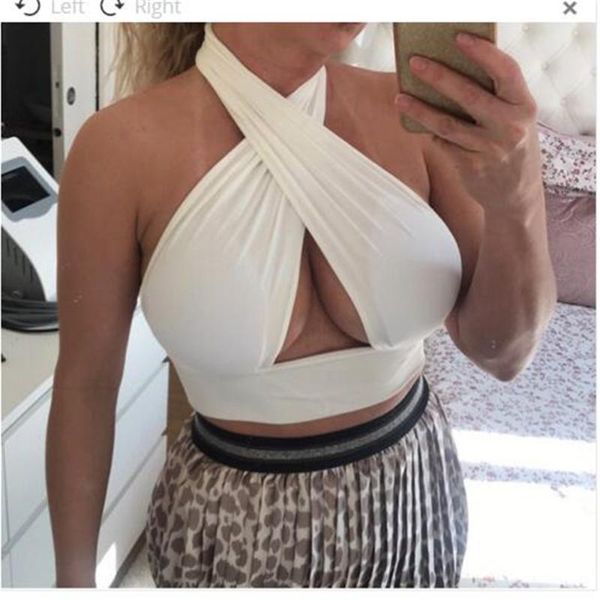 women's tanks & camis women backless strappy cross over front cut out vest bandage shirt tank bra short halterneck, White
women's tanks & camis women backless strappy cross over front cut out vest bandage shirt tank bra short halterneck, White