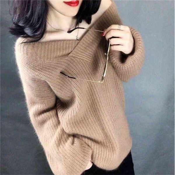 loose autumn and winter pullover sweater female wind v lantern sleeves lazy collar thickening women 210427, White;black
loose autumn and winter pullover sweater female wind v lantern sleeves lazy collar thickening women 210427, White;black