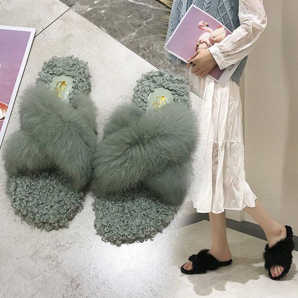 slippers open toe outside cross-tied fluffy fur women flat with ladies slides mature concise print solid winter shoes, Black
slippers open toe outside cross-tied fluffy fur women flat with ladies slides mature concise print solid winter shoes, Black