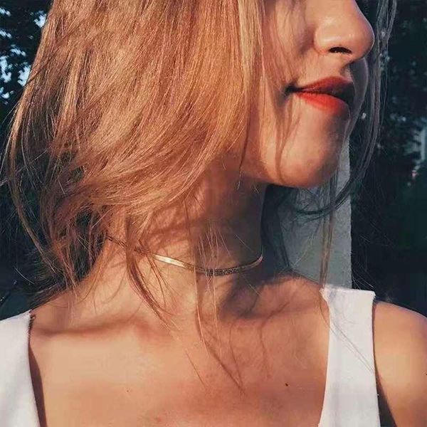 chokers european and american trend gold blade chain collar necklace men women flat snake gift, Golden;silver
chokers european and american trend gold blade chain collar necklace men women flat snake gift, Golden;silver
