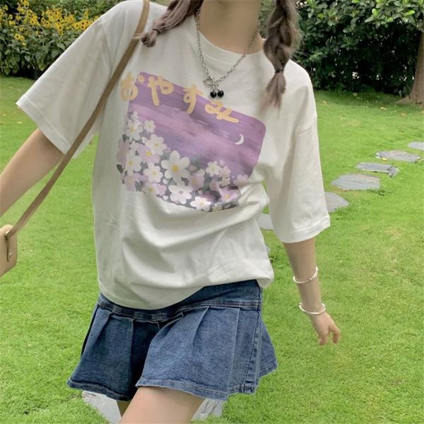 women's t-shirt harajuku summer t shirt women short sleeve sweet cute tee femme japan style floral print, White
women's t-shirt harajuku summer t shirt women short sleeve sweet cute tee femme japan style floral print, White