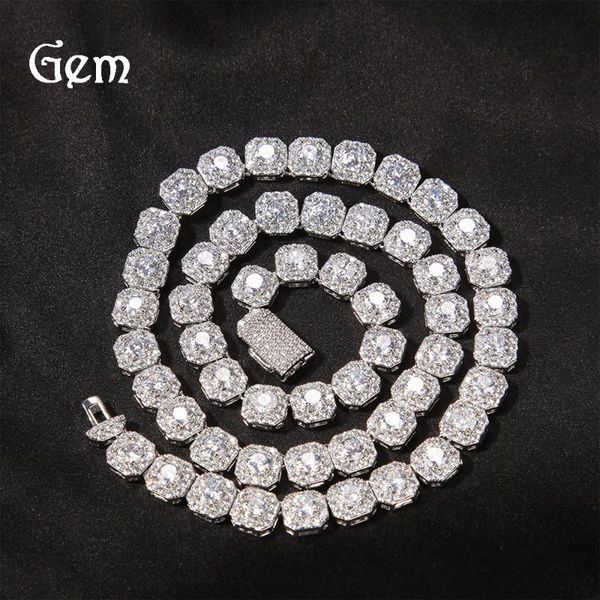 chains hip hop 9mm square rock sugar cubic zirconia chain trend necklaces for men and women personality fashion accessories jewelry, Silver 
chains hip hop 9mm square rock sugar cubic zirconia chain trend necklaces for men and women personality fashion accessories jewelry, Silver