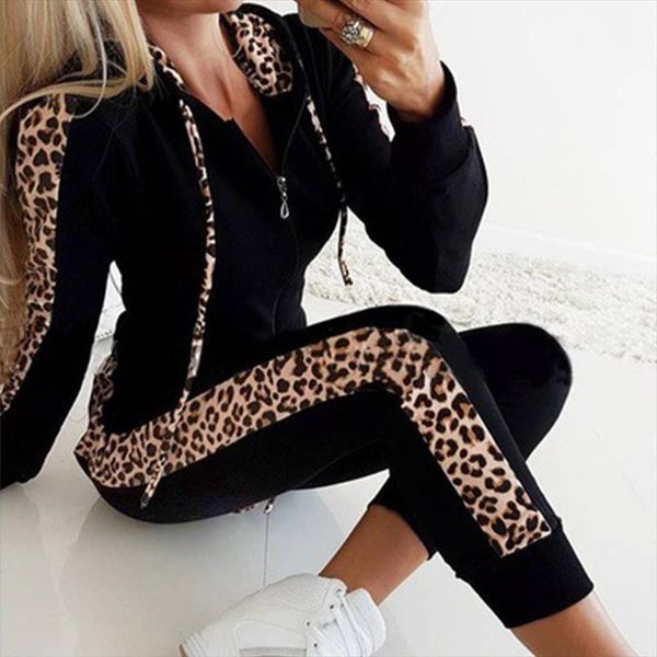 fashion 2 piece set womenpant hoodie tracksuit leopard sportwear casual female zipper jogging suit plus size 3xl, White 
fashion 2 piece set womenpant hoodie tracksuit leopard sportwear casual female zipper jogging suit plus size 3xl, White