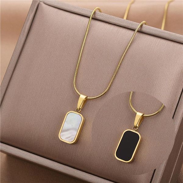 pendant necklaces geometric square shell necklace women fashion jewelry stainless steel chain double color pendants kpop z139, Silver
pendant necklaces geometric square shell necklace women fashion jewelry stainless steel chain double color pendants kpop z139, Silver