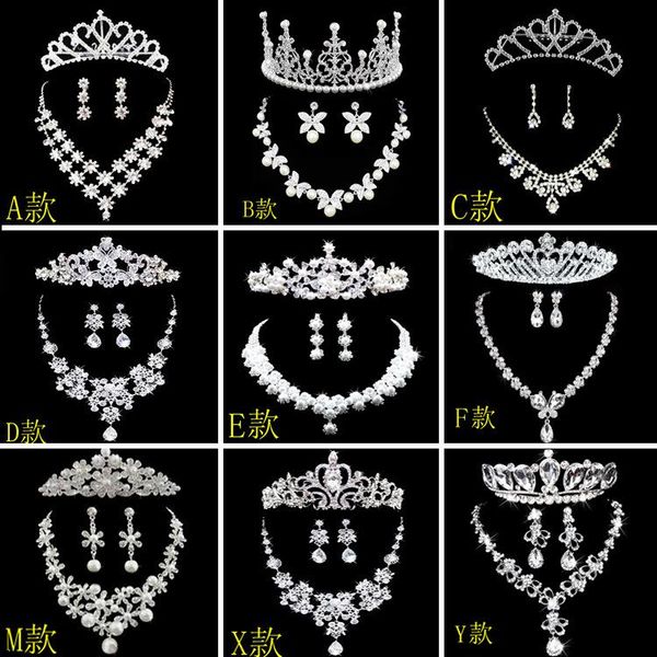 earrings & necklace classic romantic bride crown three-piece set wedding pearl, Silver
earrings & necklace classic romantic bride crown three-piece set wedding pearl, Silver