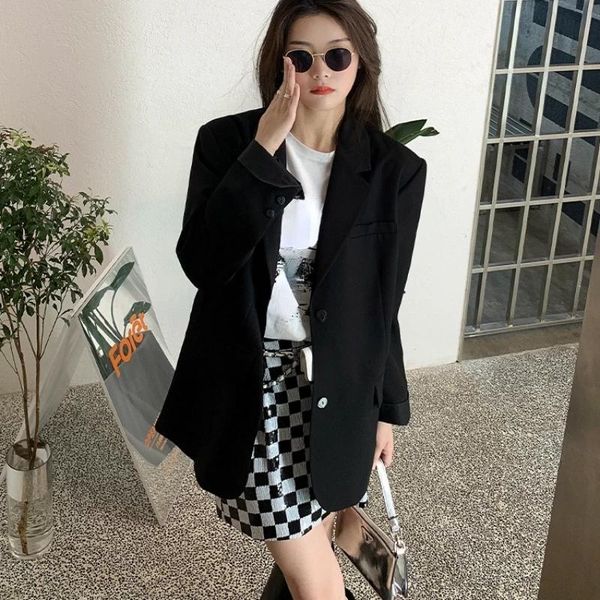women's suits & blazers black blazer women casual long sleeve button korean fashion oversize thin jackets female designfashion coats202, White;black
women's suits & blazers black blazer women casual long sleeve button korean fashion oversize thin jackets female designfashion coats202, White;black