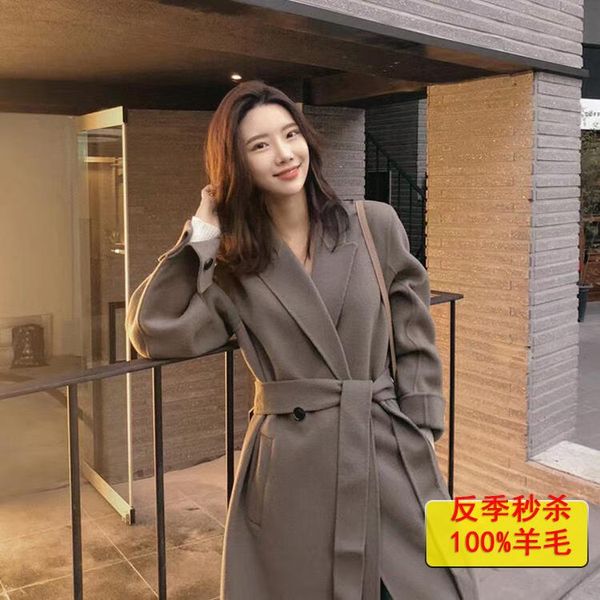 women's wool & blends double sided cashmere coat mid long autumn winter 2021 korean loose high end hepburn tweed, Black
women's wool & blends double sided cashmere coat mid long autumn winter 2021 korean loose high end hepburn tweed, Black
