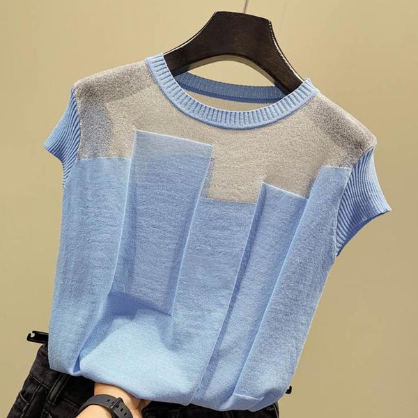 blouse women blusas mujer de moda 2021 verano o-neck blue knitted shirt short sleeve blouses shirts blusa d482 women's &, White
blouse women blusas mujer de moda 2021 verano o-neck blue knitted shirt short sleeve blouses shirts blusa d482 women's &, White